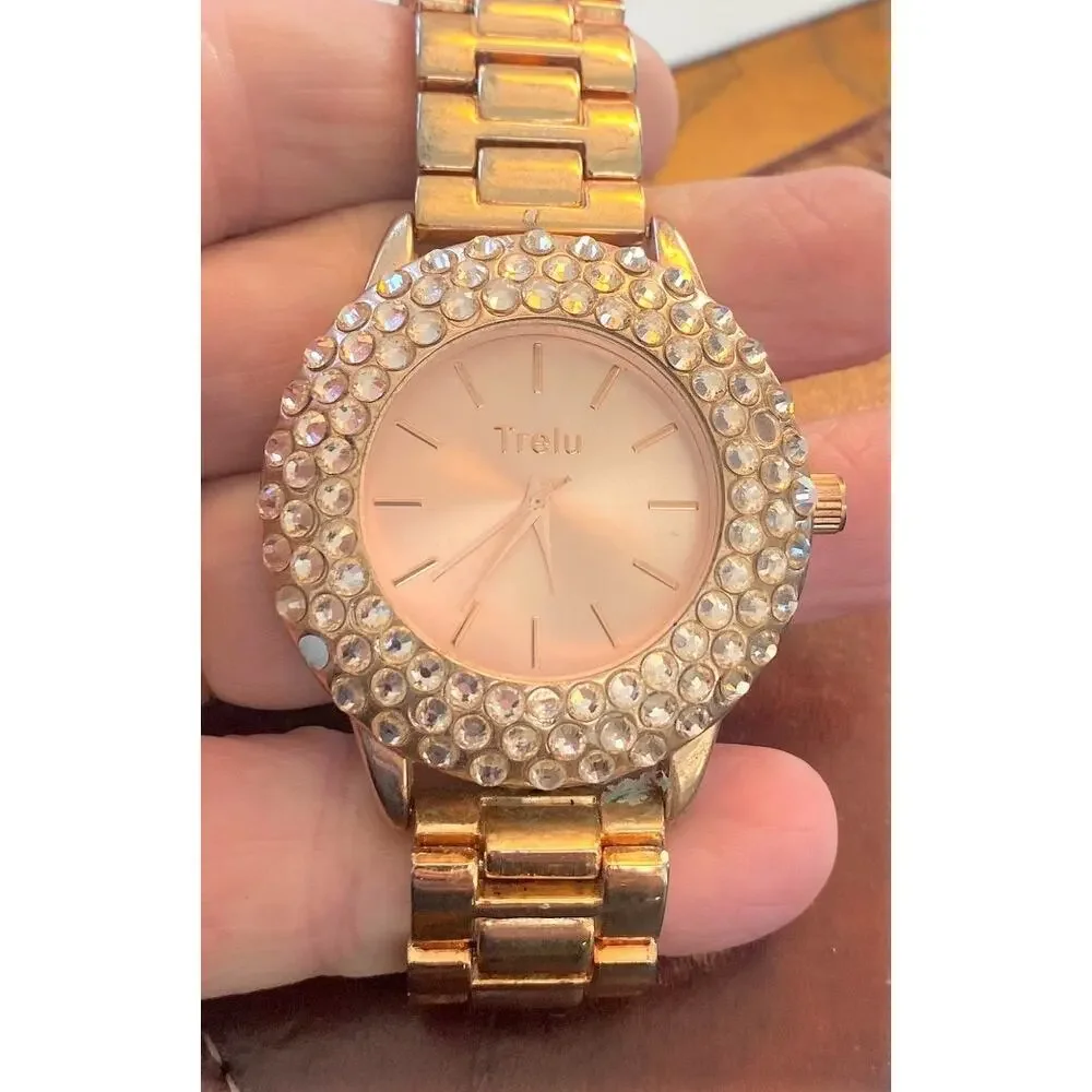 Women's 45mm Rose Gold Tone Trelu Watch, Crystal Accents